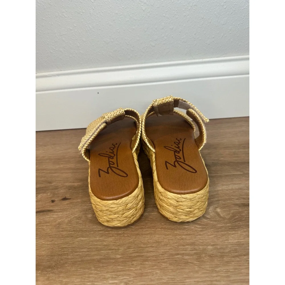 Zodiac Izzy Platform Slide Sandals Womens 5.5 Natural Woven Espadrille Boho Chic
